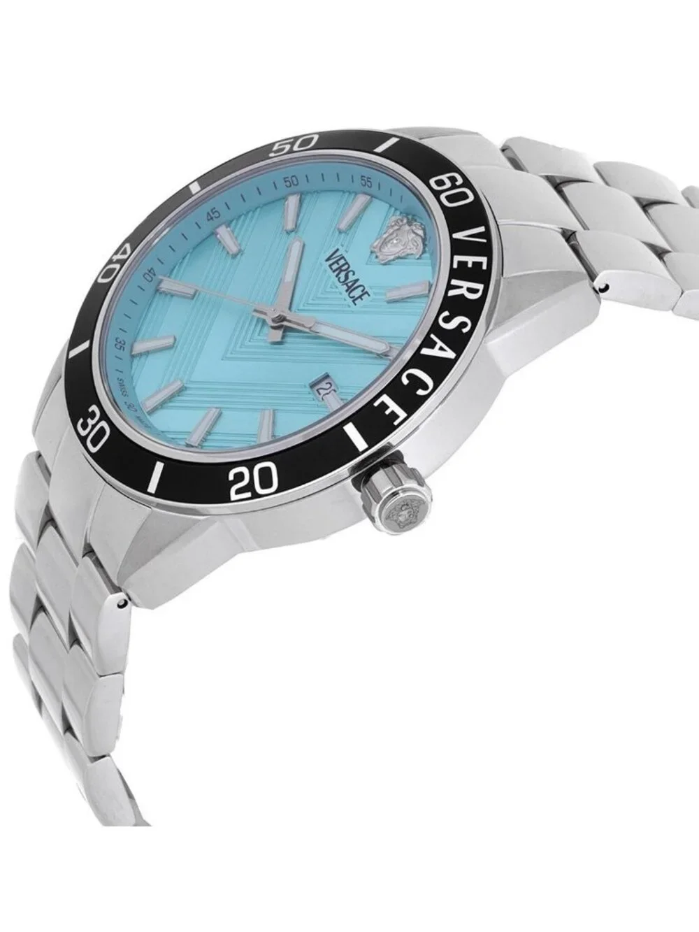 NWT Versace Greca Urban Quartz Turquoise Dial Men's Watch